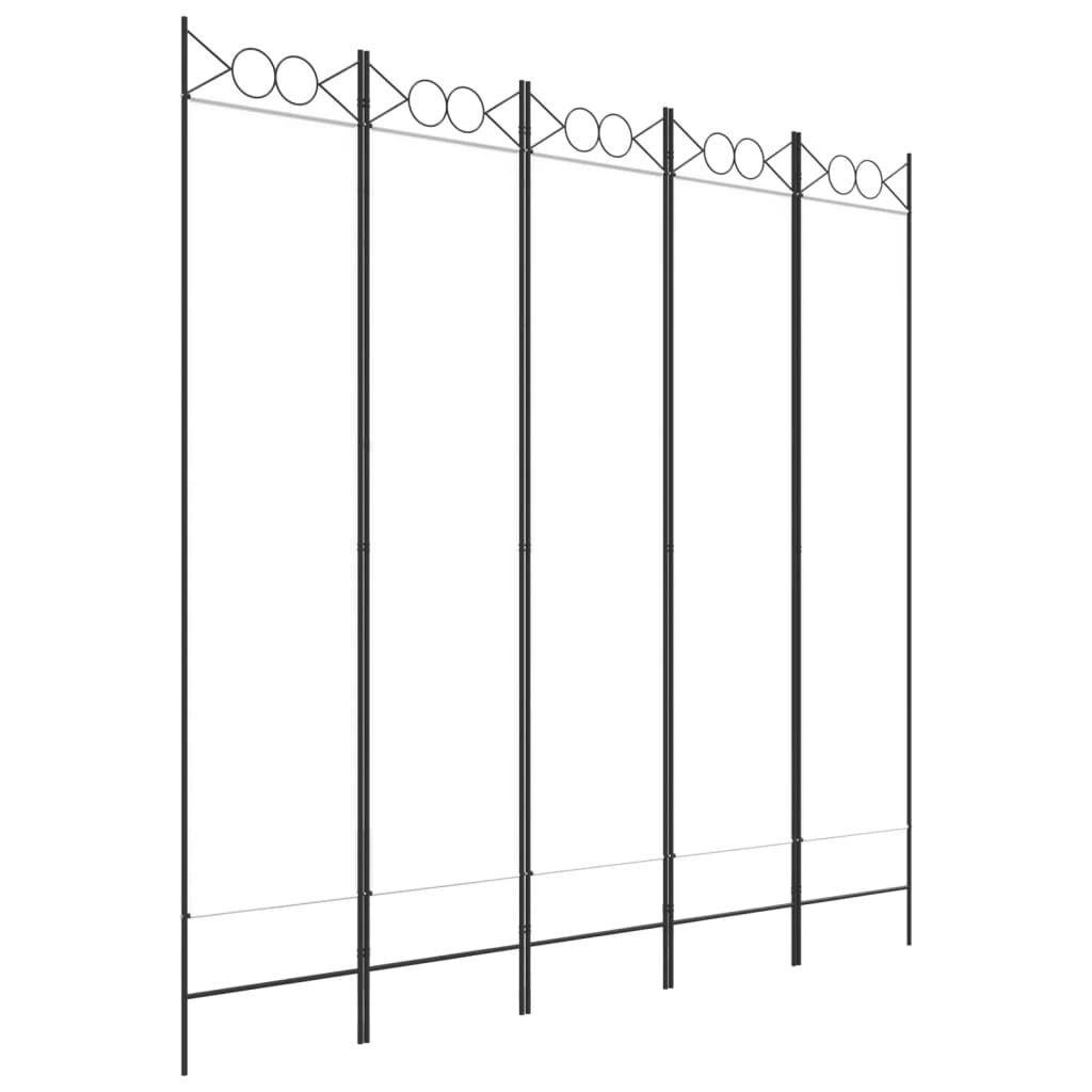 vidaXL 5-Panel Room Divider White 200x200 cm Fabric