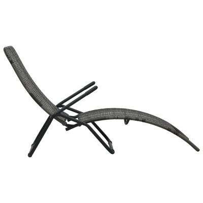 vidaXL Folding Sun Lounger Poly Rattan Grey,  vidaXL Folding Sun Lounger Poly Rattan Grey