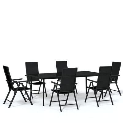 vidaXL 7 Piece Garden Dining Set Black