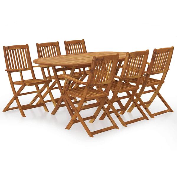 vidaXL 7 Piece Folding Garden Dining Set Solid Acacia Wood