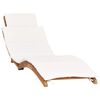 vidaXL Folding Sun Lounger with Cream White Cushion Solid Teak Wood