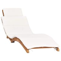 vidaXL Folding Sun Lounger with Cream White Cushion Solid Teak Wood, white vidaXL Folding Sun Lounger with Cream White Cushion Solid Teak Wood
