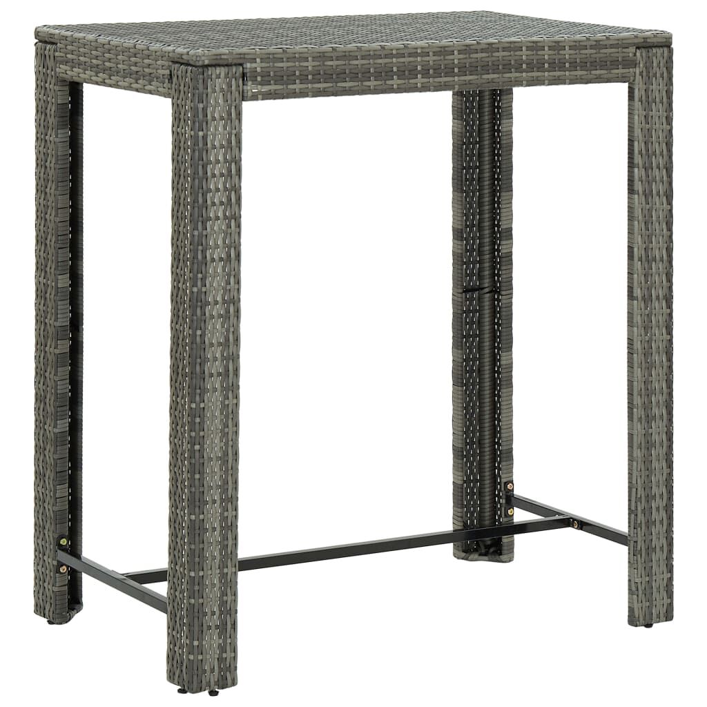 vidaXL 5 Piece Garden Bar Set with Cushions Poly Rattan Grey