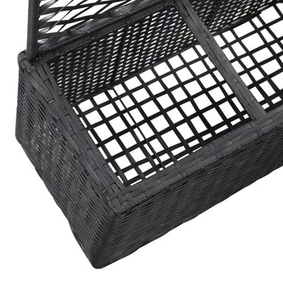 vidaXL Trellis Raised Bed with 3 Pots 83x30x130 cm Poly Rattan Black, black vidaXL Trellis Raised Bed with 3 Pots 83x30x130 cm Poly Rattan Black