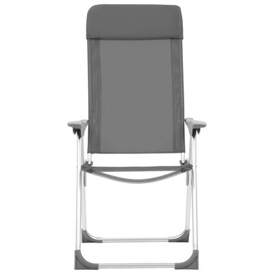 vidaXL Folding Camping Chairs 2 pcs Grey Aluminium