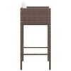 vidaXL Bar Stools 4 pcs with Cushions Brown Poly Rattan