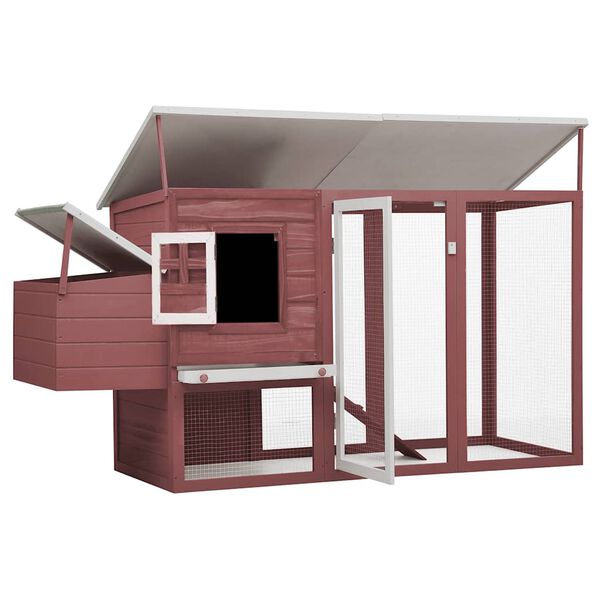 vidaXL Outdoor Chicken Cage Hen House with 1 Egg Cage Brown Wood