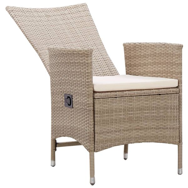 vidaXL 7 Piece Garden Dining Set Poly Rattan Beige