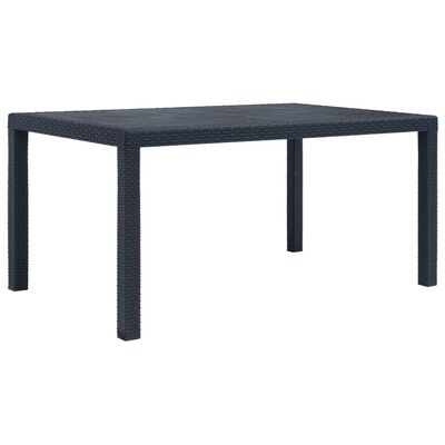 vidaXL Garden Table Anthracite 150x90x72 cm Plastic Rattan Look, anthracite vidaXL Garden Table Anthracite 150x90x72 cm Plastic Rattan Look