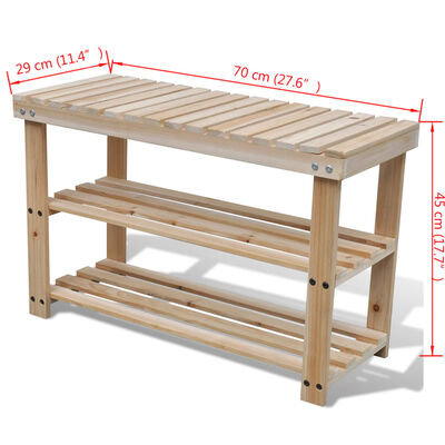 vidaXL 2-in-1 Shoe Rack with Bench Top Solid Fir Wood,  vidaXL 2-in-1 Shoe Rack with Bench Top Solid Fir Wood