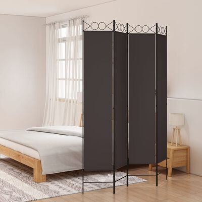 vidaXL 4-Panel Room Divider Brown 160x220 cm Fabric, brown vidaXL 4-Panel Room Divider Brown 160x220 cm Fabric