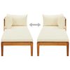 vidaXL Sun Lounger with 1 Armrest Cream White Solid Acacia Wood