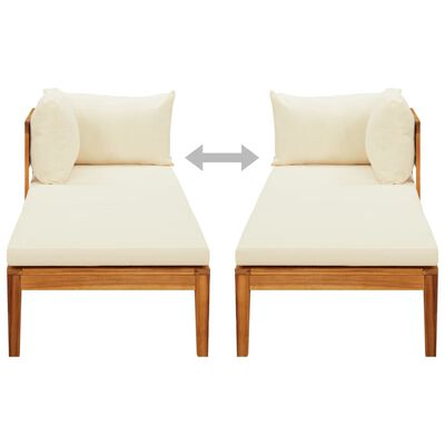 vidaXL Sun Lounger with 1 Armrest Cream White Solid Acacia Wood