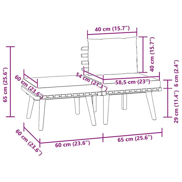 vidaXL 3 Piece Garden Lounge Set with Cushions Solid Acacia Wood