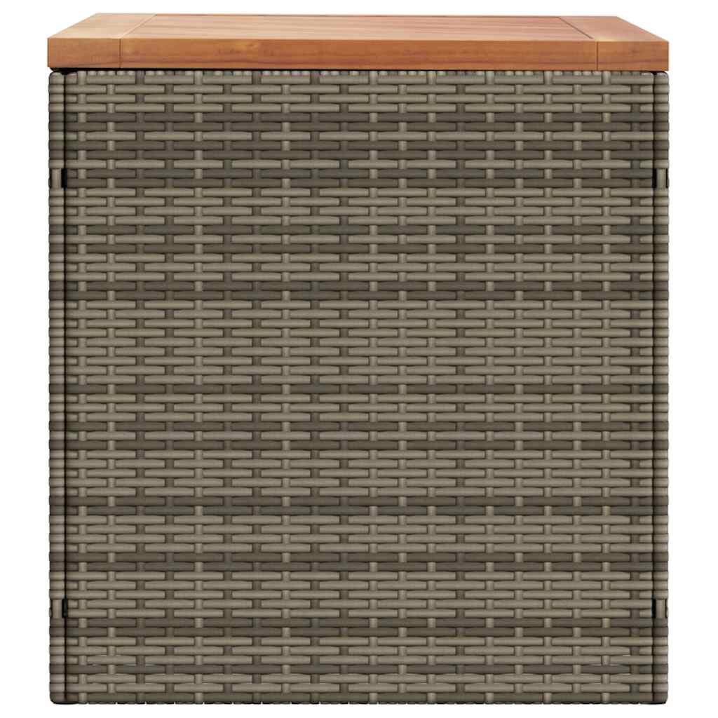 vidaXL Garden Storage Box Grey 110x50x54 cm Poly Rattan Acacia Wood
