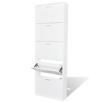 vidaXL White Wooden Shoe Cabinet with 5 Compartments, white vidaXL White Wooden Shoe Cabinet with 5 Compartments