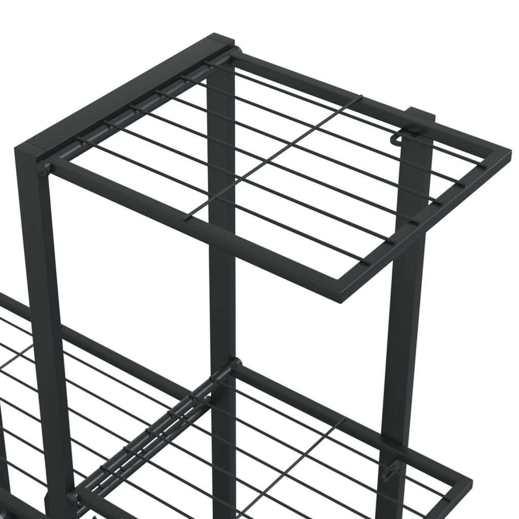 vidaXL Flower Stand with Wheel 94.5x25x92.5 cm Black Metal