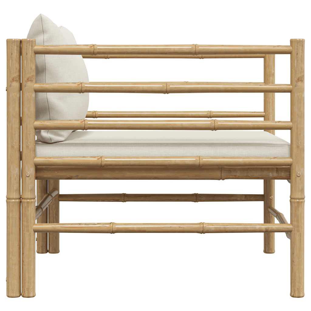 vidaXL Garden Sofa with Cream White Cushions Bamboo