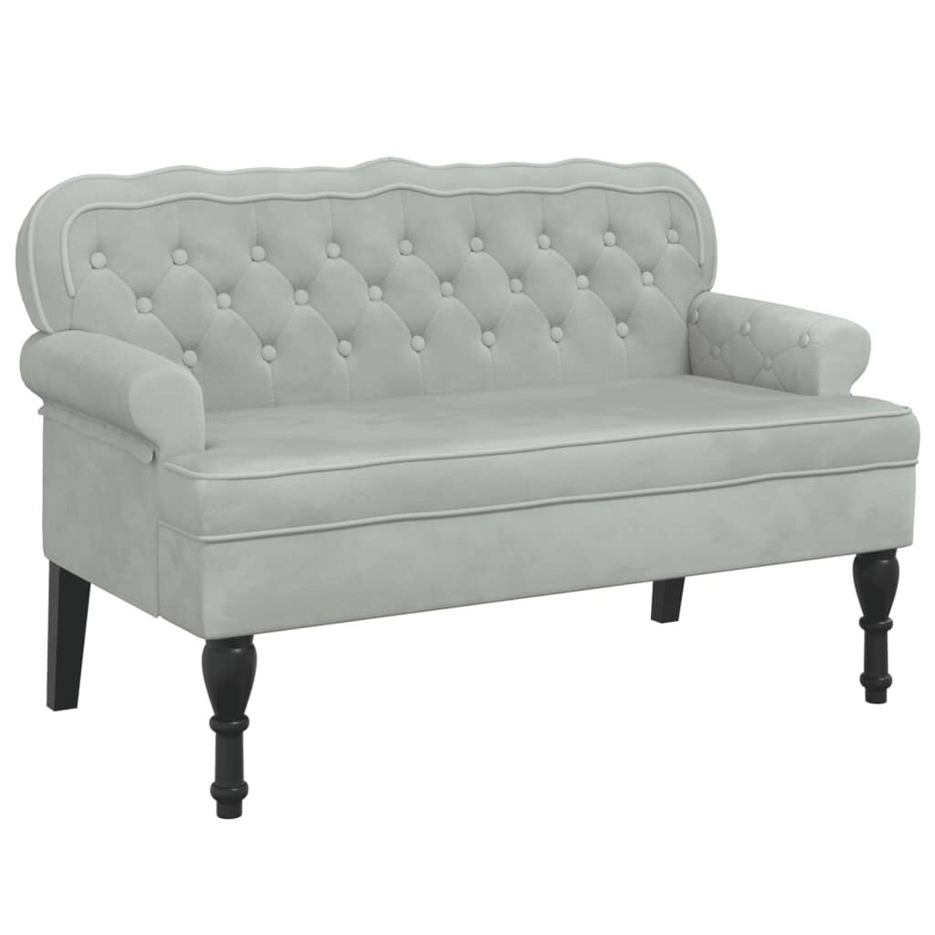 vidaXL Bench with Backrest Light Grey 119.5x64.5x75 cm Velvet