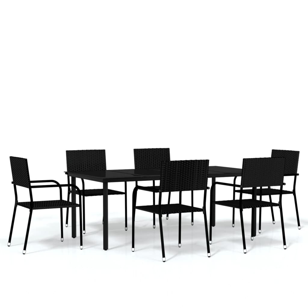 vidaXL 7 Piece Garden Dining Set Black