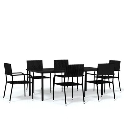 vidaXL 7 Piece Garden Dining Set Black, black vidaXL 7 Piece Garden Dining Set Black