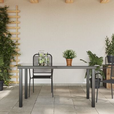 vidaXL Garden Table Black 150x90x74 cm Aluminium and Glass,  vidaXL Garden Table Black 150x90x74 cm Aluminium and Glass