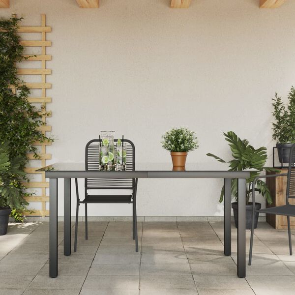 vidaXL Garden Table Black 150x90x74 cm Aluminium and Glass
