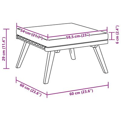 vidaXL Garden Footstool with Cushion 60x60x29 cm Solid Acacia Wood,  vidaXL Garden Footstool with Cushion 60x60x29 cm Solid Acacia Wood
