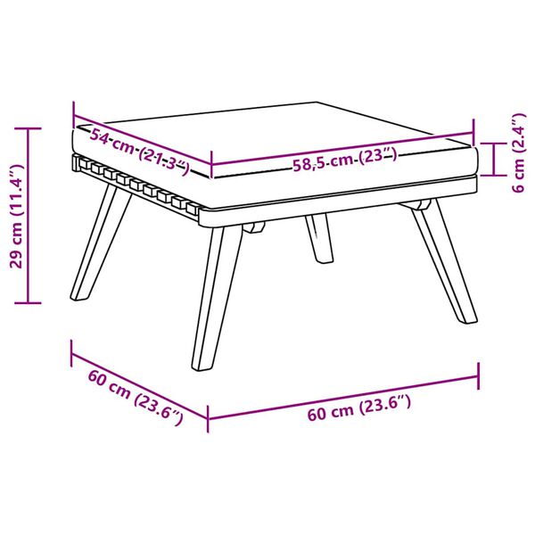 vidaXL Garden Footstool with Cushion 60x60x29 cm Solid Acacia Wood