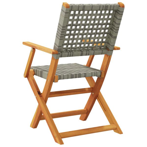 vidaXL Folding Garden Chairs 6 pcs Grey Poly Rattan and Solid Wood