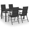 vidaXL 5 Piece Garden Dining Set Black