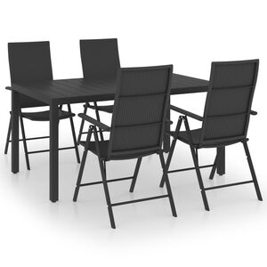 vidaXL 5 Piece Garden Dining Set Black