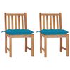 vidaXL Garden Chairs 2 pcs with Cushions Solid Teak Wood