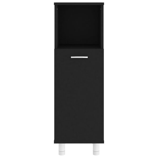 vidaXL Bathroom Cabinet Black 30x30x95 cm Engineered Wood