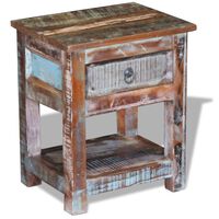 vidaXL Side Table with 1 Drawer Solid Reclaimed Wood 43x33x51 cm,  vidaXL Side Table with 1 Drawer Solid Reclaimed Wood 43x33x51 cm