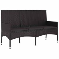 vidaXL 3-Seater Garden Bench with Cushions Black Poly Rattan, black vidaXL 3-Seater Garden Bench with Cushions Black Poly Rattan
