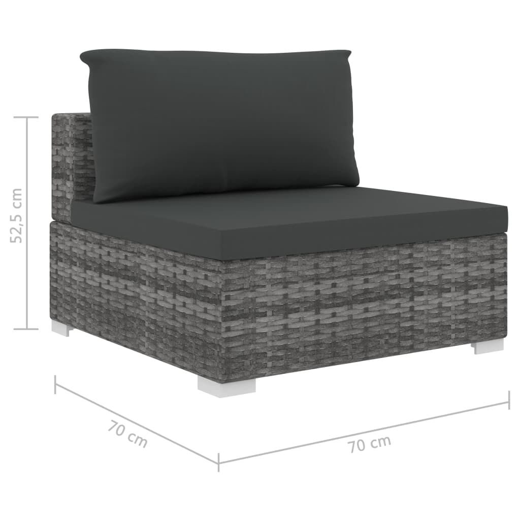 vidaXL 5 Piece Garden Lounge Set with Cushions Poly Rattan Grey