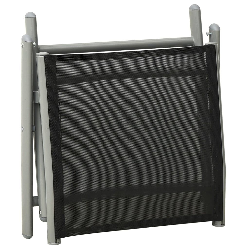 vidaXL Folding Footrest Black and Silver Textilene and Aluminium