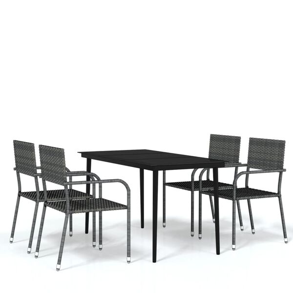 vidaXL 5 Piece Garden Dining Set Grey