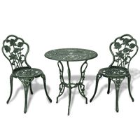 vidaXL 3 Piece Bistro Set Cast Aluminium Green, green vidaXL 3 Piece Bistro Set Cast Aluminium Green
