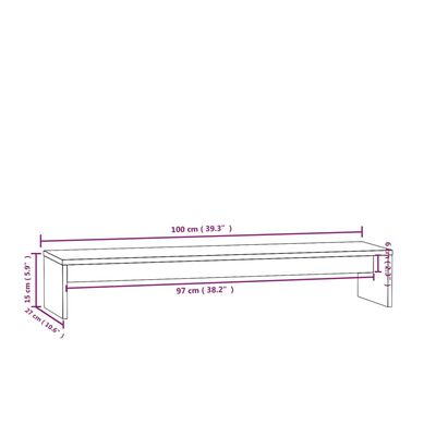 vidaXL Monitor Stand 100x27x15 cm Solid Wood Pine