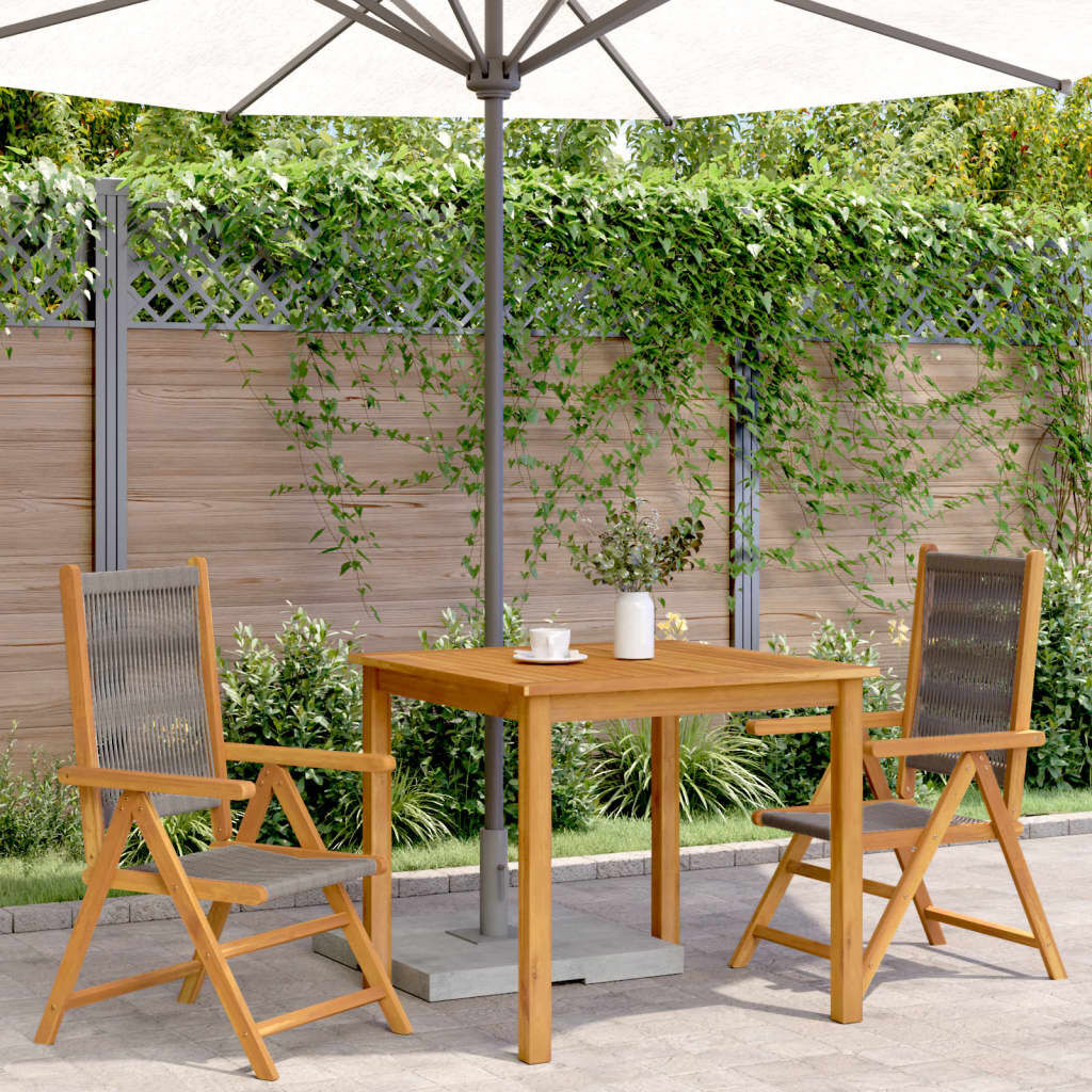 vidaXL Garden Chairs 2 pcs Grey Solid Wood Acacia and Polypropylene