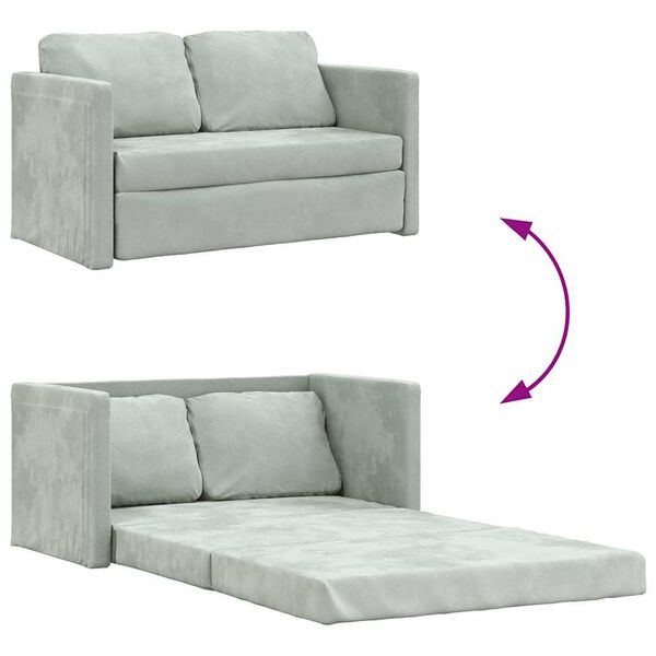 vidaXL Floor Sofa Bed 2-in-1 Light Grey 122x204x55 cm Velvet