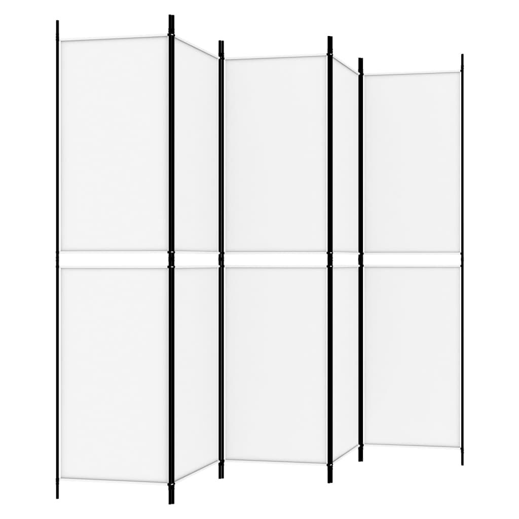 vidaXL 5-Panel Room Divider White 250x200 cm Fabric
