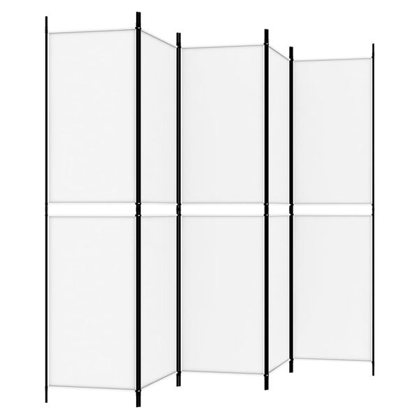 vidaXL 5-Panel Room Divider White 250x200 cm Fabric