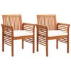 vidaXL Garden Dining Chairs with Cushions 2 pcs Solid Acacia Wood