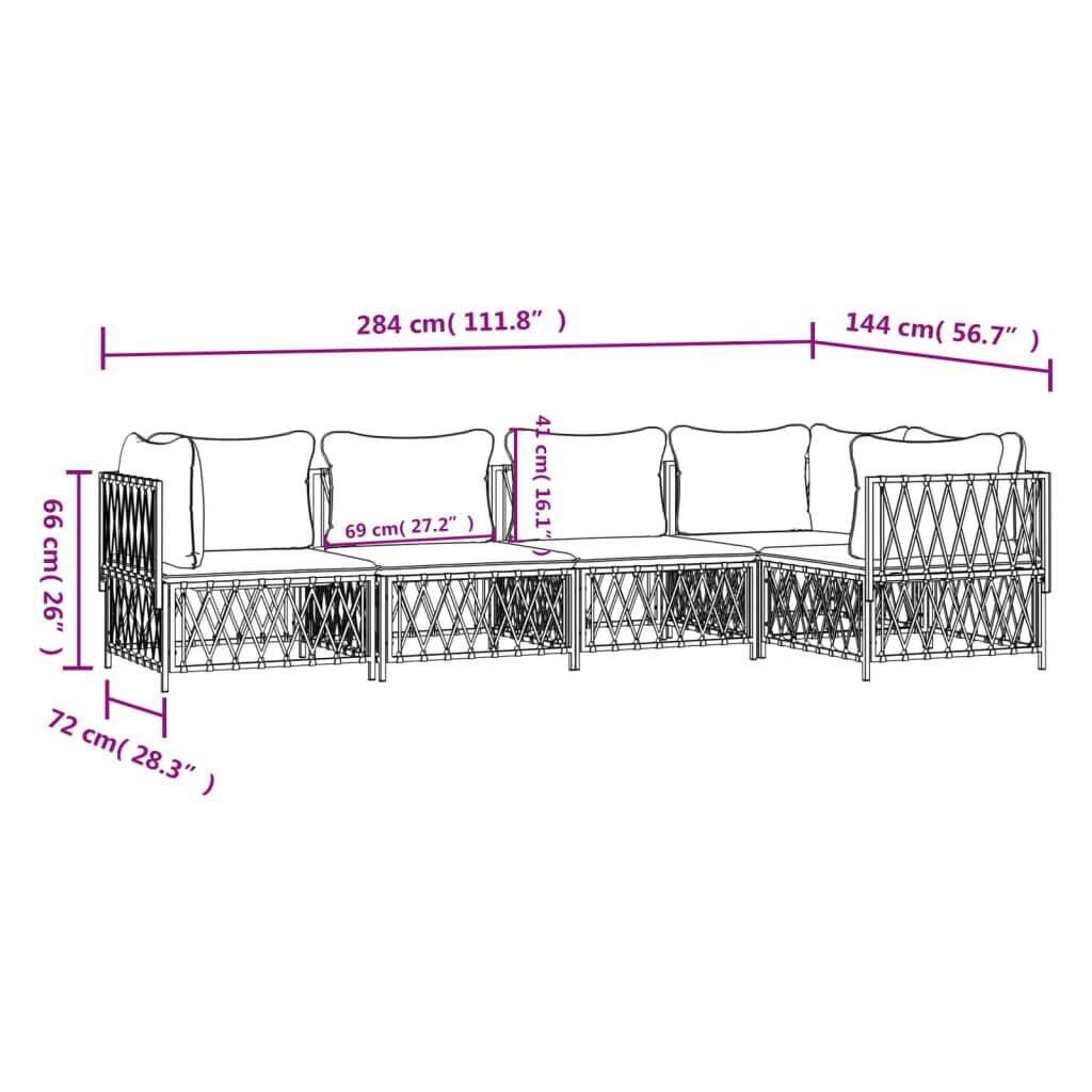 vidaXL 5 Piece Garden Lounge Set with Cushions Anthracite Steel