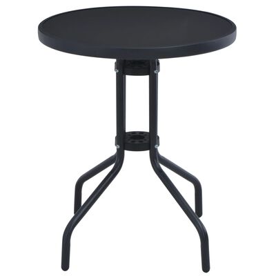 vidaXL Garden Table Black 60 cm Steel and Glass