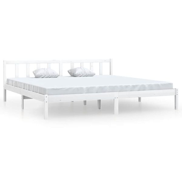 vidaXL Bed Frame without Mattress White Solid Wood 200x200 cm