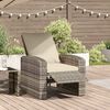 vidaXL Garden Reclining Chair with Cushions Light Brown Poly Rattan